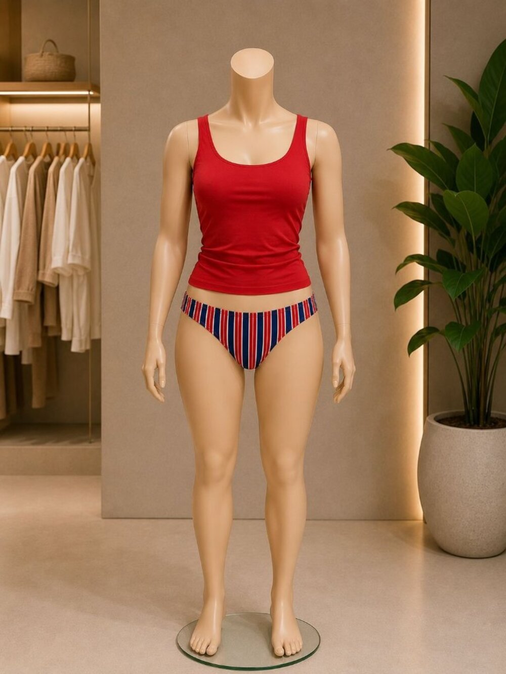 Kona Sol size Large 12-14 Red/White/Blue Striped Bikini Bottoms Low Rise NEW
